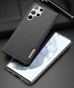 ovitek Dux Ducis Fino case covered with nylon material for Samsung Galaxy S22 Ultra black crna 1