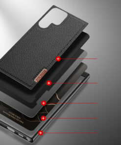 ovitek Dux Ducis Fino case covered with nylon material for Samsung Galaxy S22 Ultra black crna 5