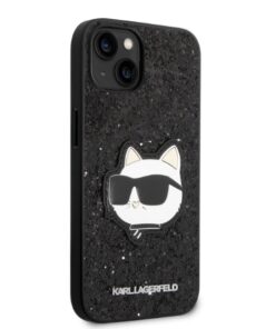 ovitek Karl Lagerfeld za iPhone 14 Plus Glitter Choupette Patch crna 3
