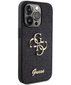 ovitek Guess Glitter Script Big za iPhone 15 Pro crna 1
