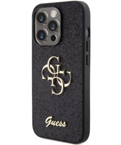 ovitek Guess Glitter Script Big za iPhone 15 Pro crna 3