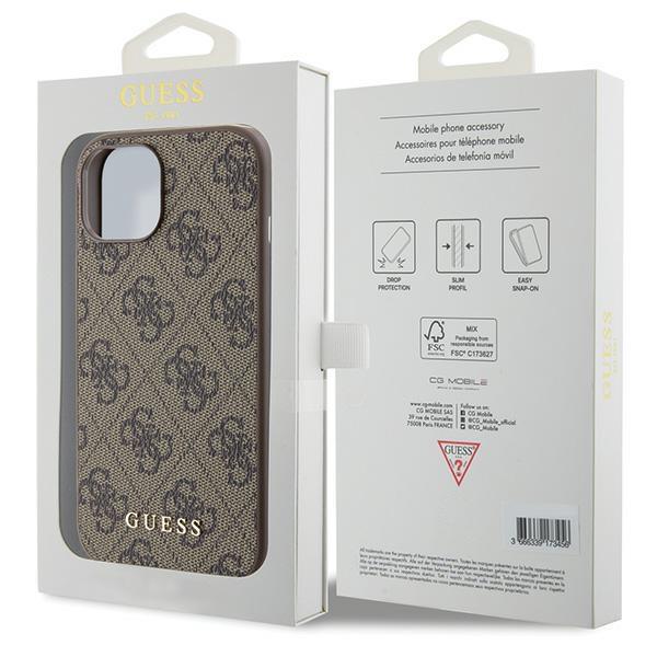 Ovitek Guess Metal Gold Logo za iPhone 15 rjava 5 Ovitek Guess Metal Gold Logo za iPhone 15 rjava - slika 5