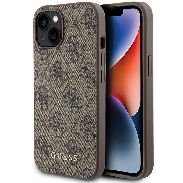 Ovitek Guess Metal Gold Logo za iPhone 15 rjava 1 Ovitek Guess Metal Gold Logo za iPhone 15 rjava
