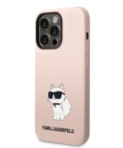 ovitek karl lagerfeld za iphone 14 pro silicone choupette roza 1