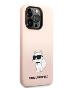 ovitek karl lagerfeld za iphone 14 pro silicone choupette roza 2
