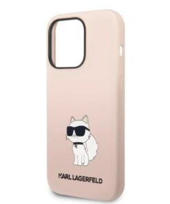 ovitek karl lagerfeld za iphone 14 pro silicone choupette roza 3