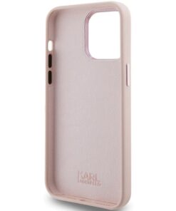 ovitek karl lagerfeld za iphone 15 pro silicone choupette metal pin roza 3