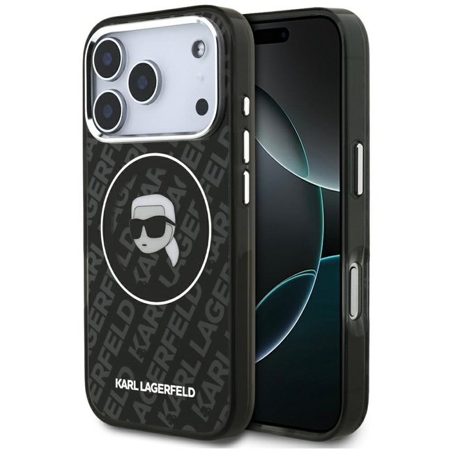 ovitek Karl Lagerfeld za iphone 17 pro IML Karl Head Logo MagSafe crna – kopija