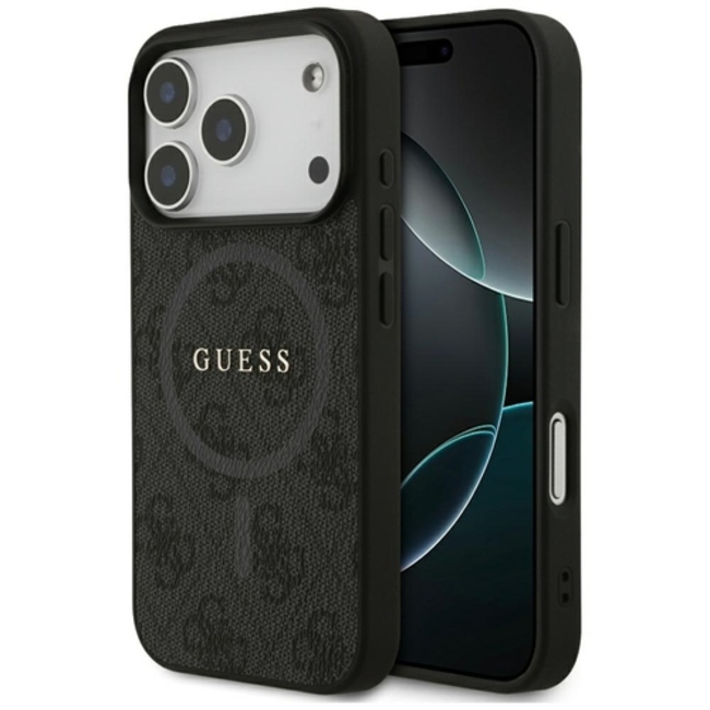 ovitek za iphone 17 pro Guess 4G Ring Classic Logo MagSafe crna 1