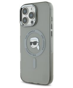 ovitek za iphone 16 pro Karl Lagerfeld Metal Karl Head MagSafe crna 1