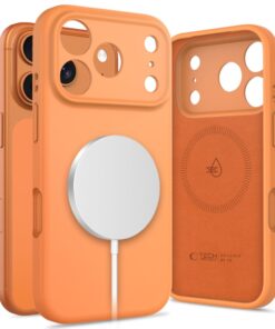 ovitek za iphone 17 pro Tech Protect Silicone MagSafe oranzna