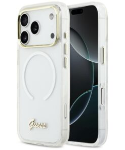 ovitek Guess IML Gradient Script Metal MagSafe za iPhone 17 Pro bela 1