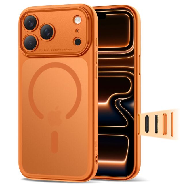 Tech Protect ovitek za iPhone 17 Pro MagSafe oranžna 1 ovitek Tech Protect Magpeak MagSafe za iPhone 17 Pro oranzna 1