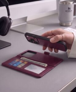 Preklopni etui Wallet MagSafe za iPhone 17 Pro Max/18 Pro Max burgundy 6 etui z denarnico za iPhone 17 Pro Max 18 Pro Max burgundy 2
