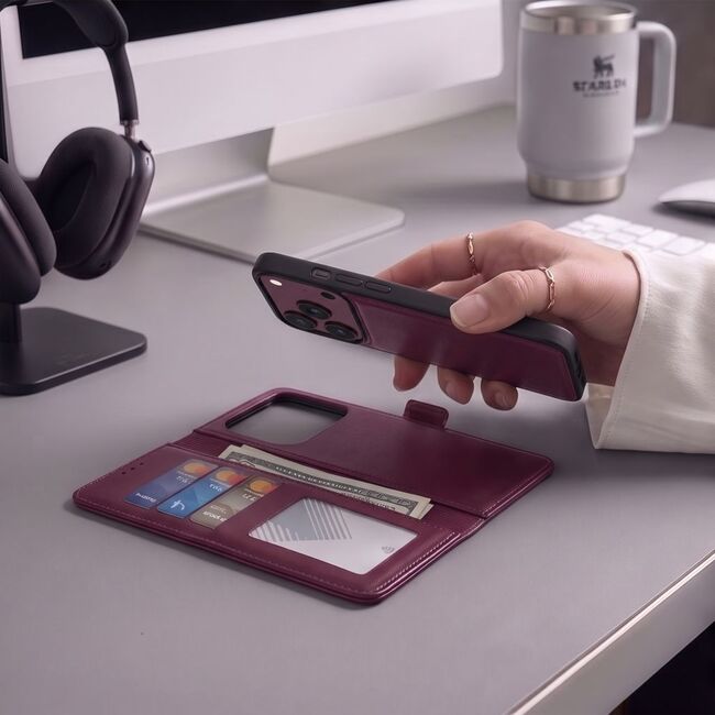 Preklopni etui Wallet MagSafe za iPhone 17 Pro Max/18 Pro Max burgundy 2 etui z denarnico za iPhone 17 Pro Max 18 Pro Max burgundy 2