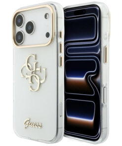 Ovitek Guess IML Script Metal Logo MagSafe za iPhone 17 Pro Max/18 Pro Max bela