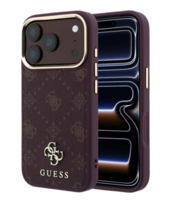 Ovitek Guess Peony Small Logo MagSafe za iPhone 17 Pro/18 Pro burgundy
