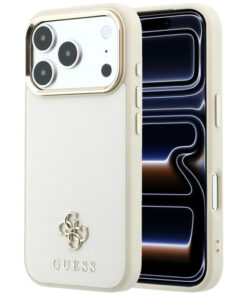 Guess Saffiano Small Classic Logo MagSafe za iPhone 17 Pro Max/18 Pro Max bež