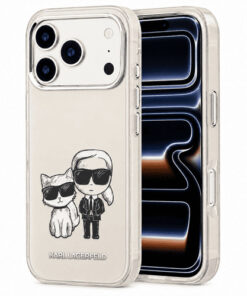 Ovitek Karl Lagerfeld Smooth Karl & Choupette Sketch MagSafe za iPhone 17 Pro/18 Pro bež