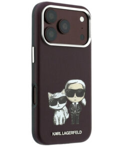 Ovitek Karl Lagerfeld Smooth Leather Karl & Choupette Sketch MagSafe za iPhone 17 Pro/18 Pro burgundy - slika 2