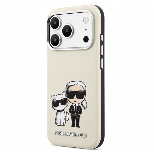 Ovitek Karl Lagerfeld Smooth Leather Karl & Choupette Sketch MagSafe za iPhone 17 Pro/18 Pro bež 2 Ovitek Karl Lagerfeld Smooth Leather Karl & Choupette Sketch MagSafe za iPhone 17 Pro/18 Pro bež - slika 2